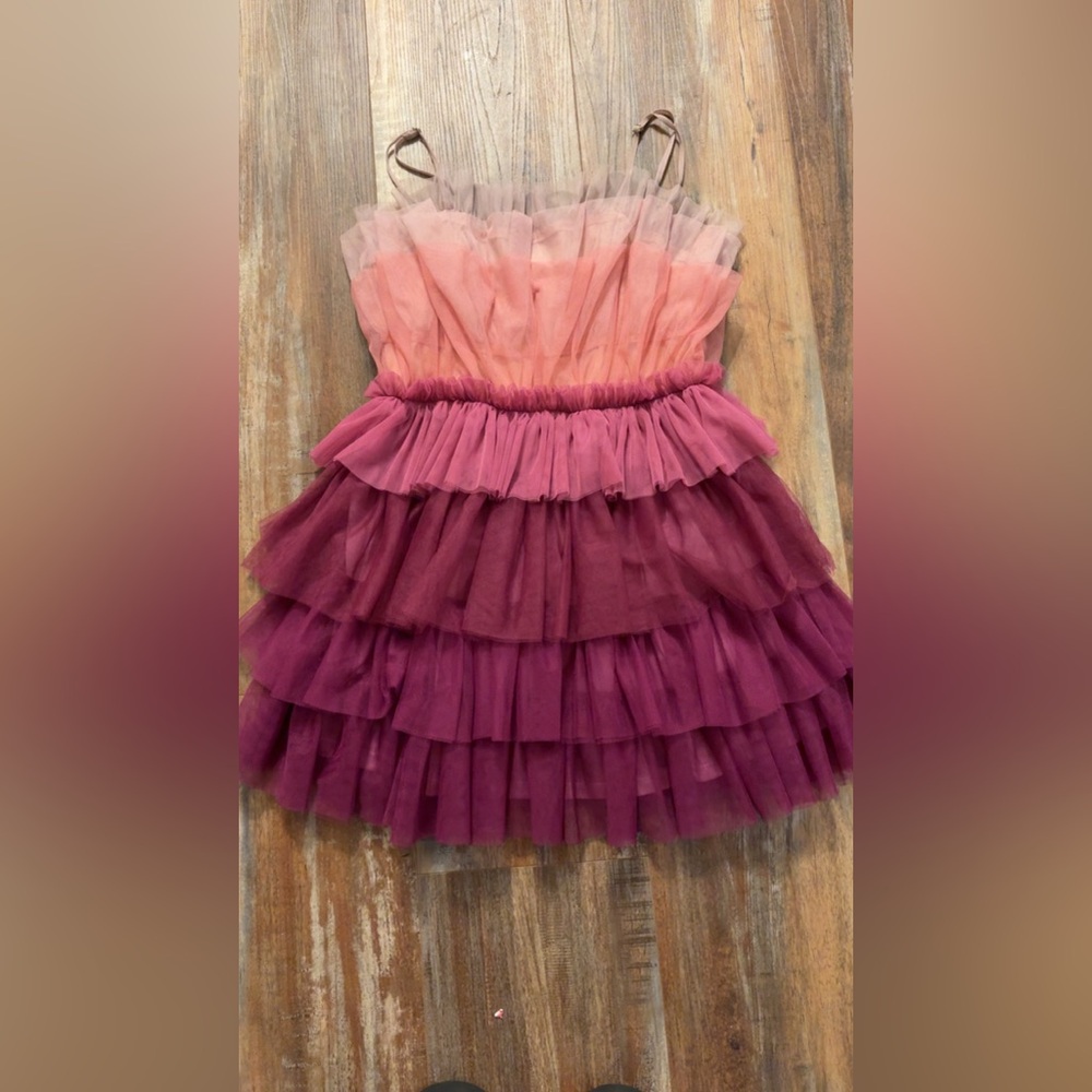 Girls' Pink and Purple Layered Tulle Dress